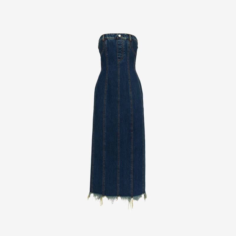 Alexander McQueen Women's Blue Denim Bustier Dress - 8 (Cotton)